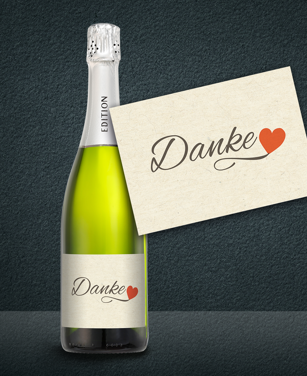 Foto: Abbildung zeigt das Produkt EDITION Cuvée 1888 mit Sonderetikett "DANKE"